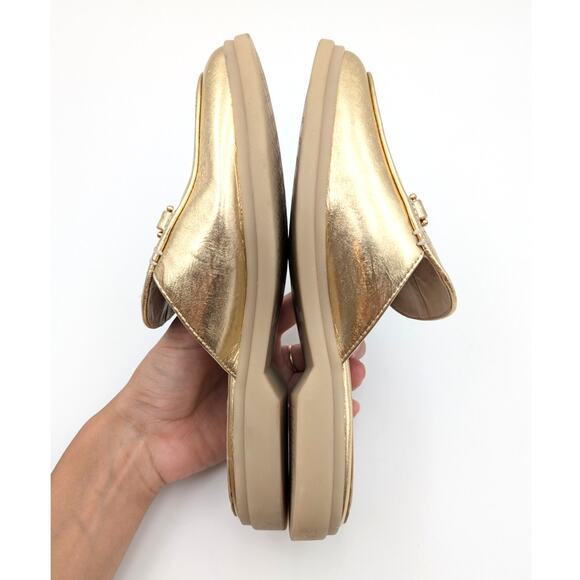 Sam Edelman Kira Slip On Mule Women's Logo Leather Gold Size US5M EU35 - Picture 7 of 11